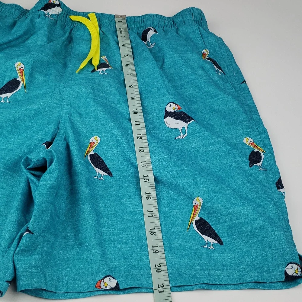 AD HOC Lined Swim Trunks Size XL in Blue-Bird Themed Side Pockets Drawstring